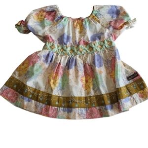 Matilda Jane Hello Lovely Bouquet Peasant Top Tie Back Puff Sleeve Girl's size 6